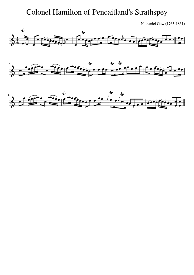 Colonel Hamilton of Pencaitland's Strathspey