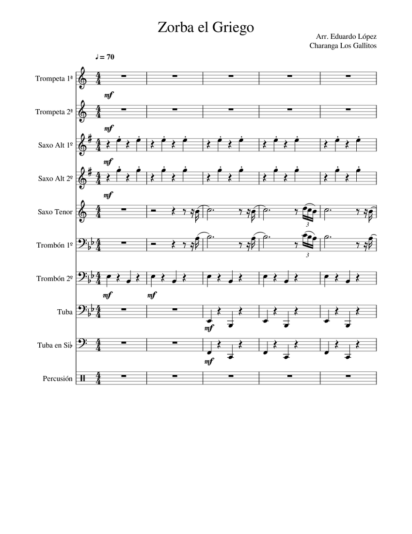 Zorba el Griego (Zorba the Greek) Sheet music for Trombone, Tuba