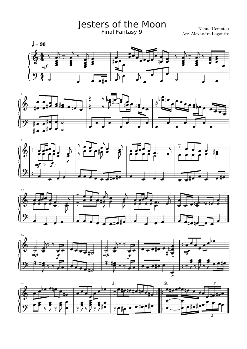 Jesters of the moon – Nobuo Uematsu (Final Fantasy 9) - Piano Solo - piano  tutorial