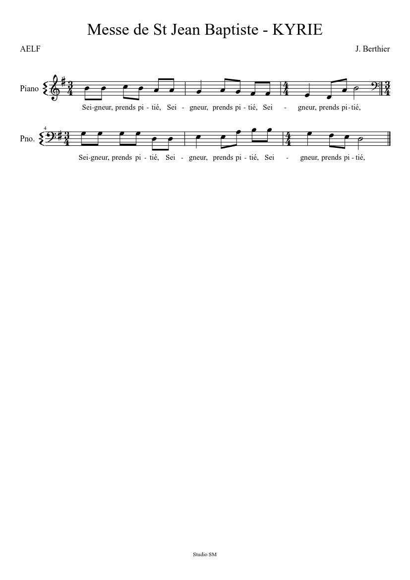 Messe de St Jean Baptiste - KYRIE Sheet music for Piano (Solo) |  Musescore.com