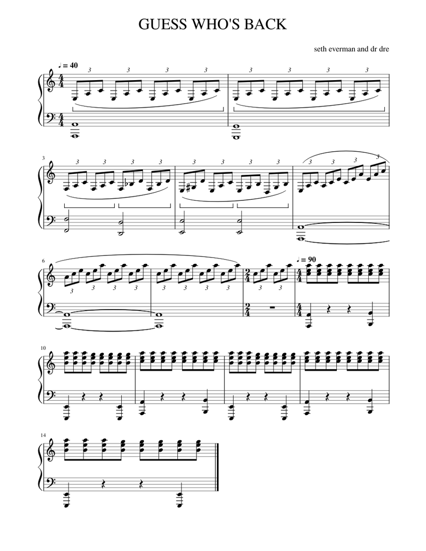 GUESS WHO'S BACK Sheet music for Piano (Solo) | Musescore.com