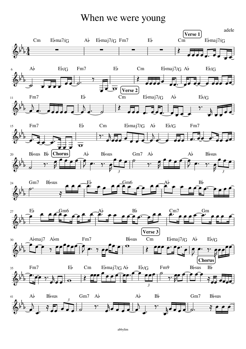 When we were young adele Sheet music for Piano (Solo) | Musescore.com