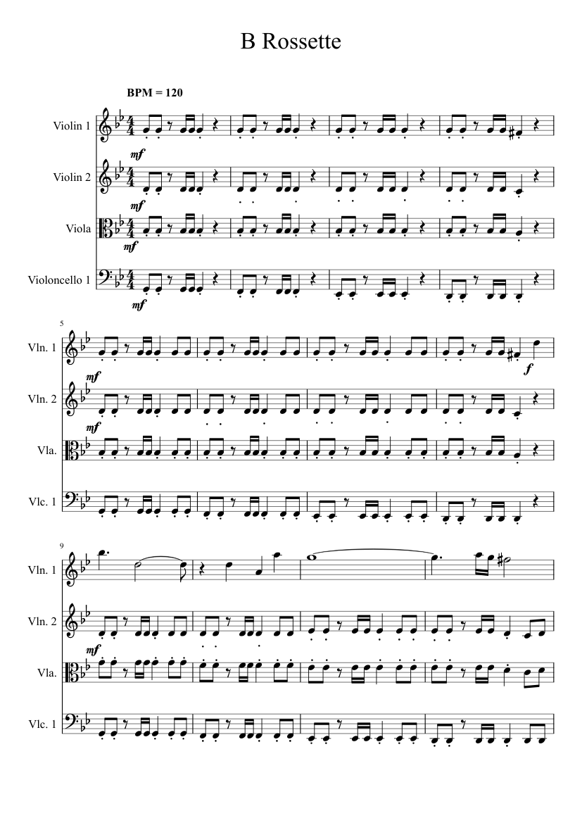 B Rossette Sheet Music For Violin Viola Mixed Trio Musescore Com