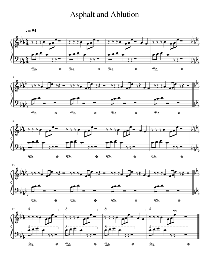 Asphalt And Ablution Sheet Music For Piano Solo Musescore Com