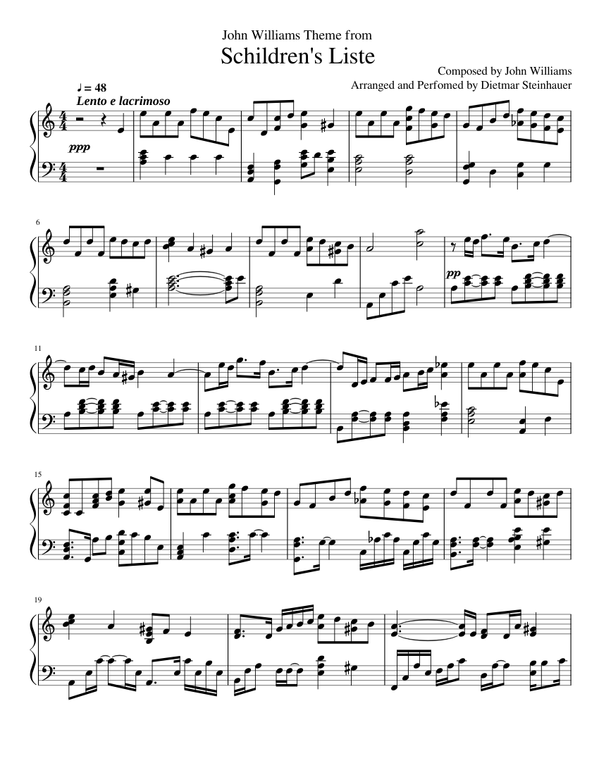Schindler's List Sheet music for Piano (Solo) | Musescore.com