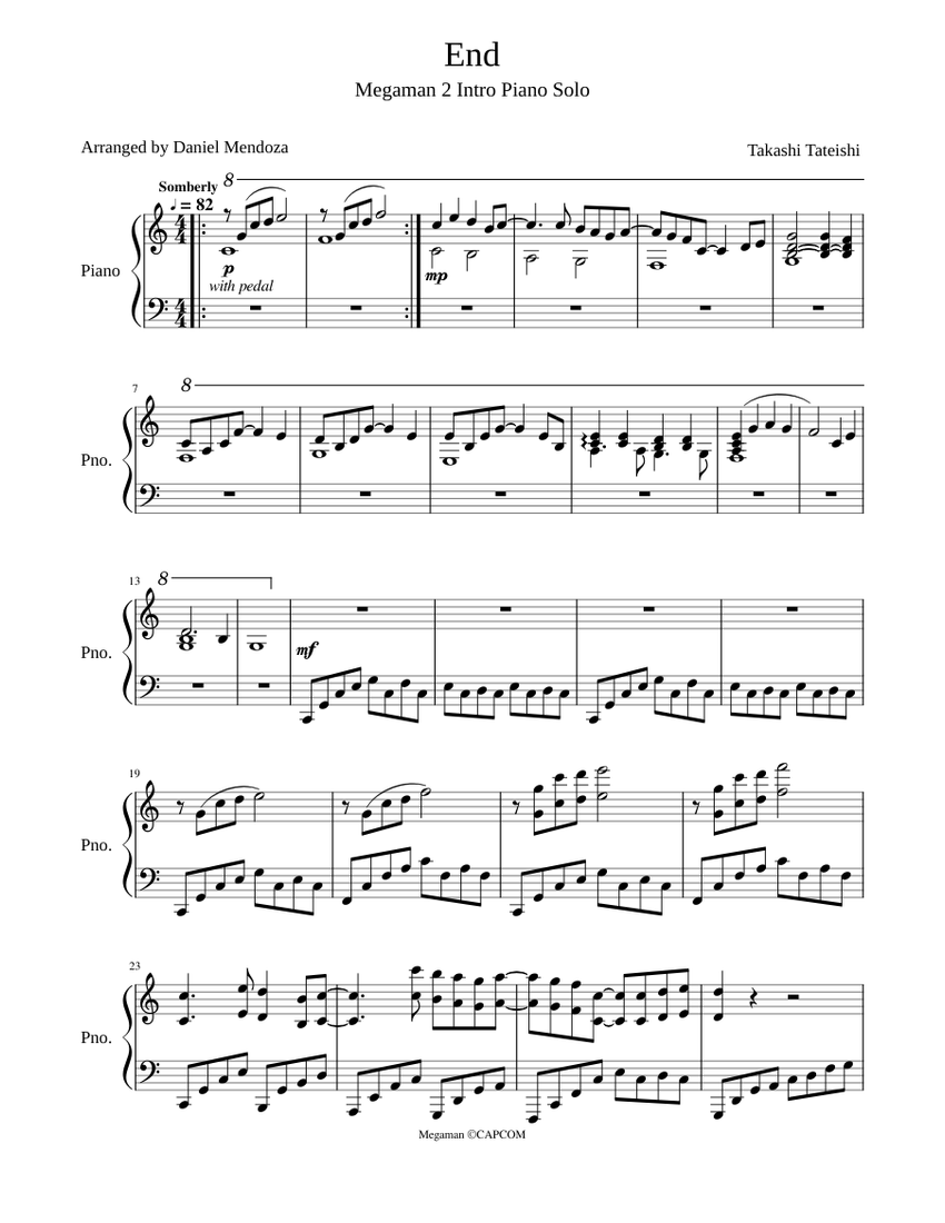 Mega Man 2 Opening Piano Ballad Cover Sheet Music For Piano Solo Musescore Com