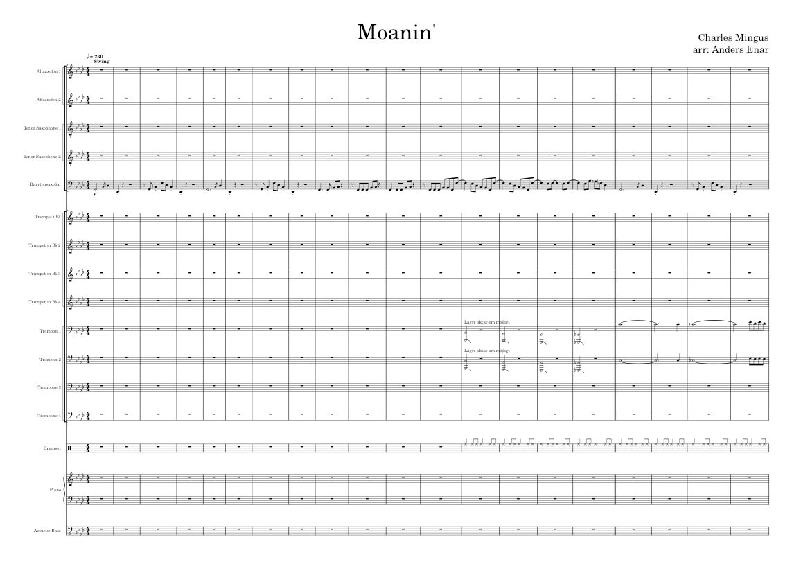 Moanin' Charles Mingus Moanin' Sheet music for Piano, Trombone