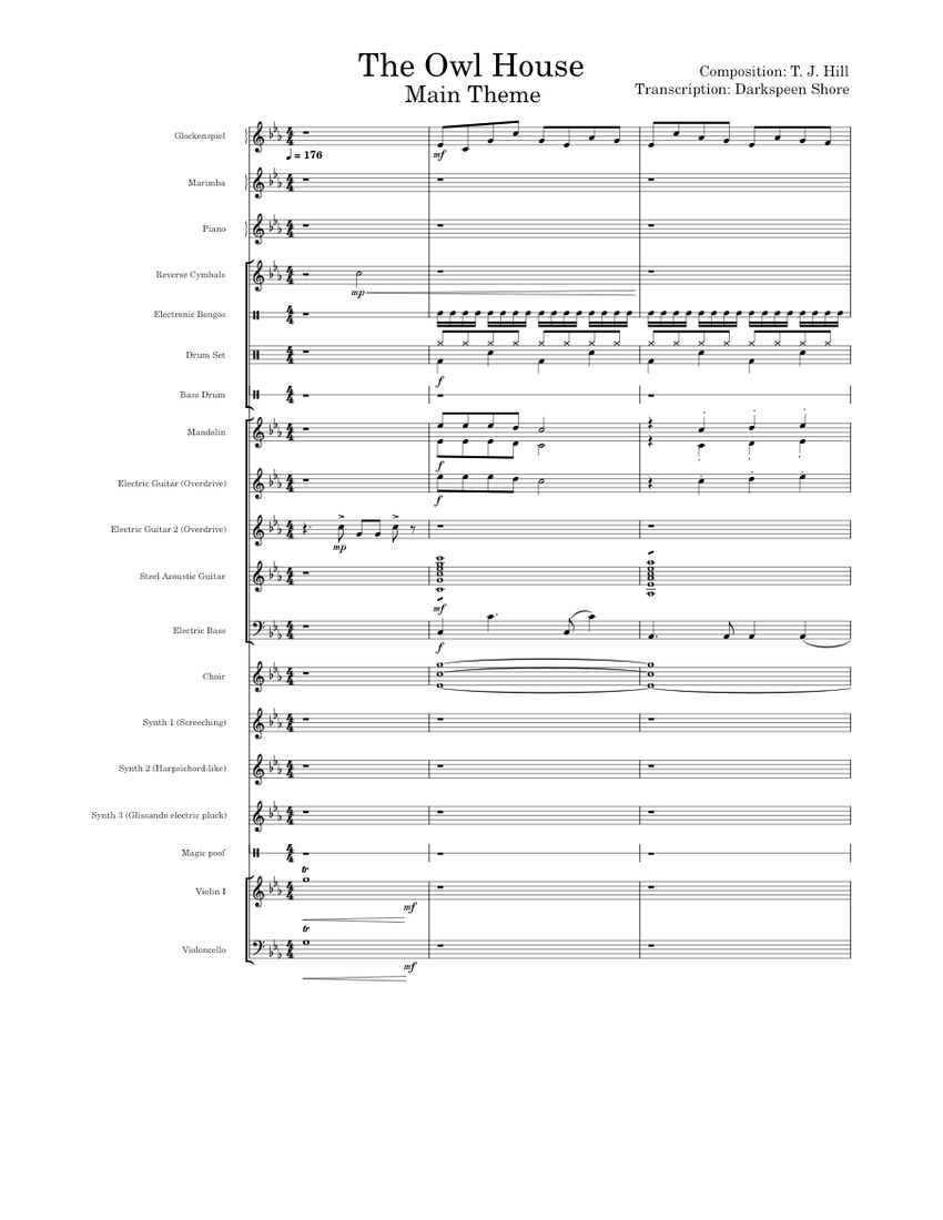 The Owl House Theme TJ Hill Sheet Music For Piano Bass Voice 