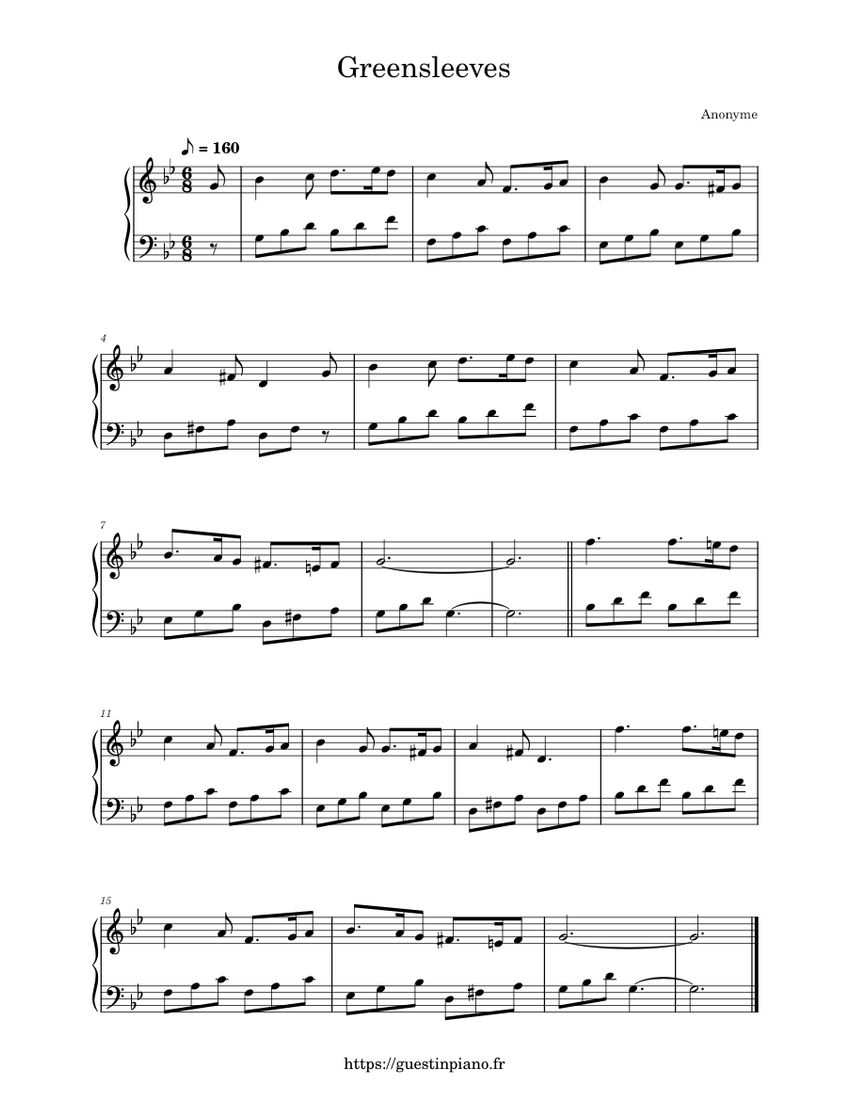 Greensleeves Sheet music for Piano (Solo) | Musescore.com