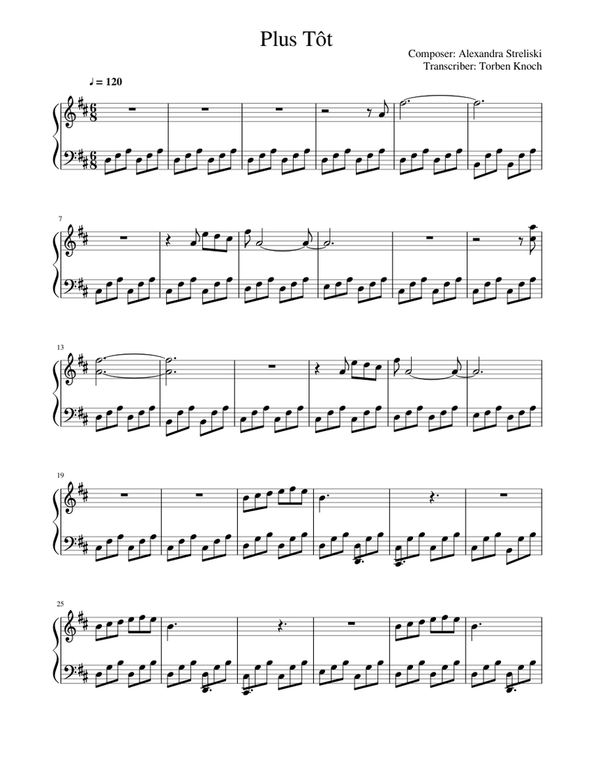 Alexandra Streliski - Plus Tôt Sheet music for Piano (Solo) | Musescore.com