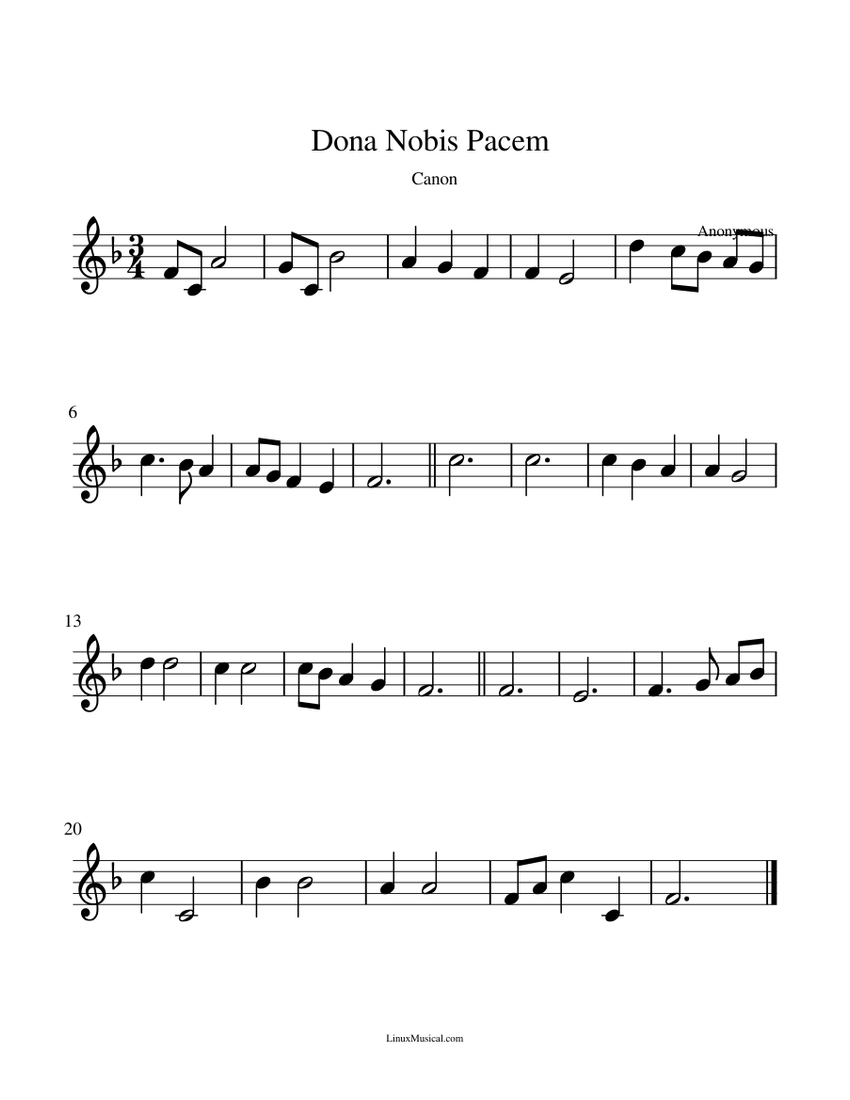 Dona Nobis Pacem Sheet music for Violin (Solo) | Musescore.com