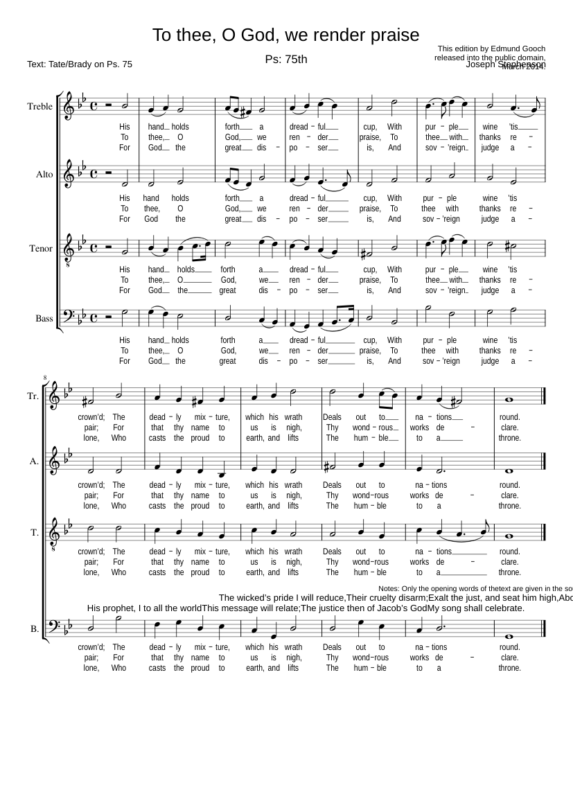 To thee O God we render praise