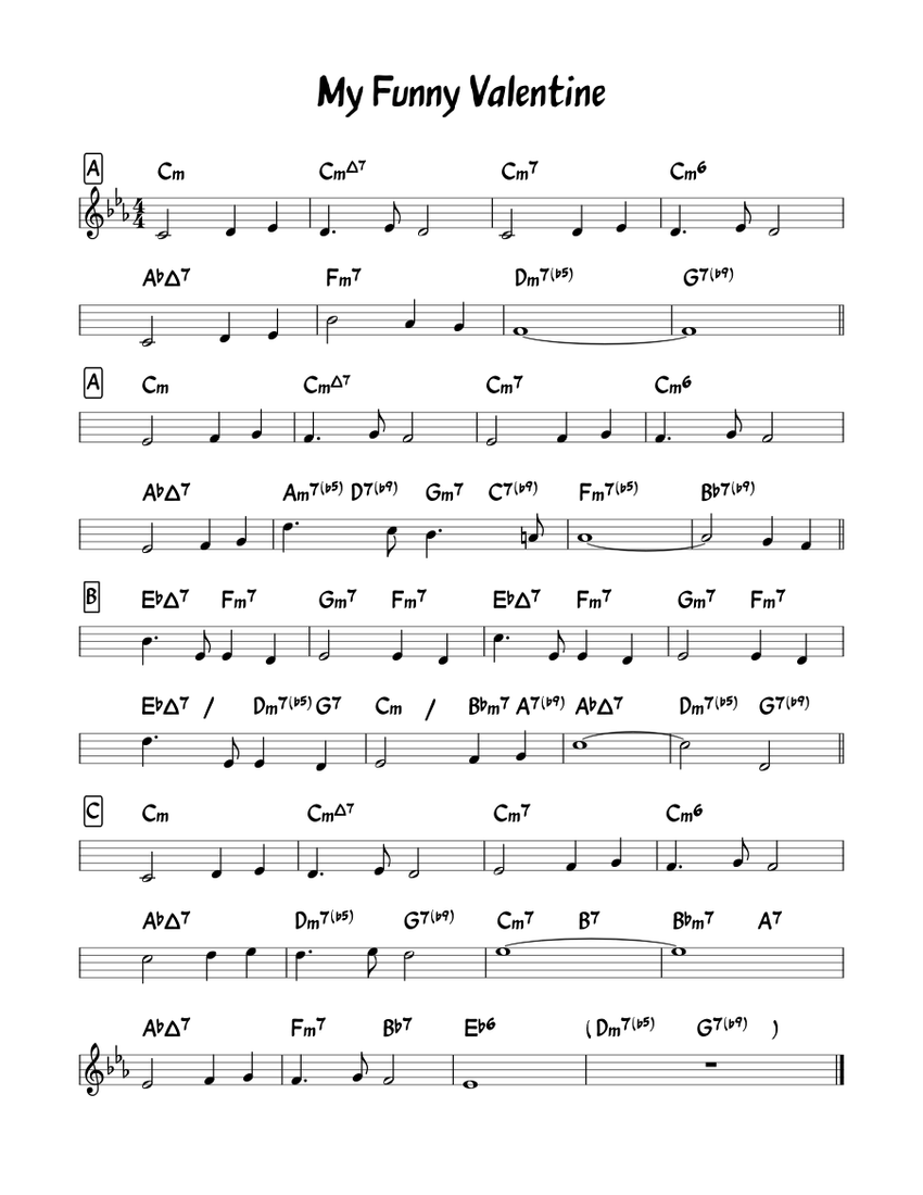 My Funny Valentine Sheet music for Piano (Solo) | Musescore.com