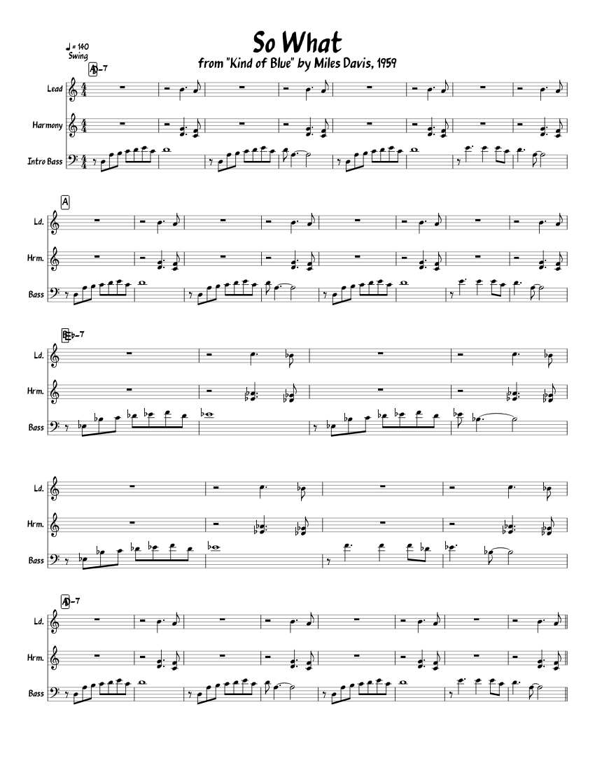 So What Sheet music for Piano, Bass guitar (Jazz Band) | Musescore.com