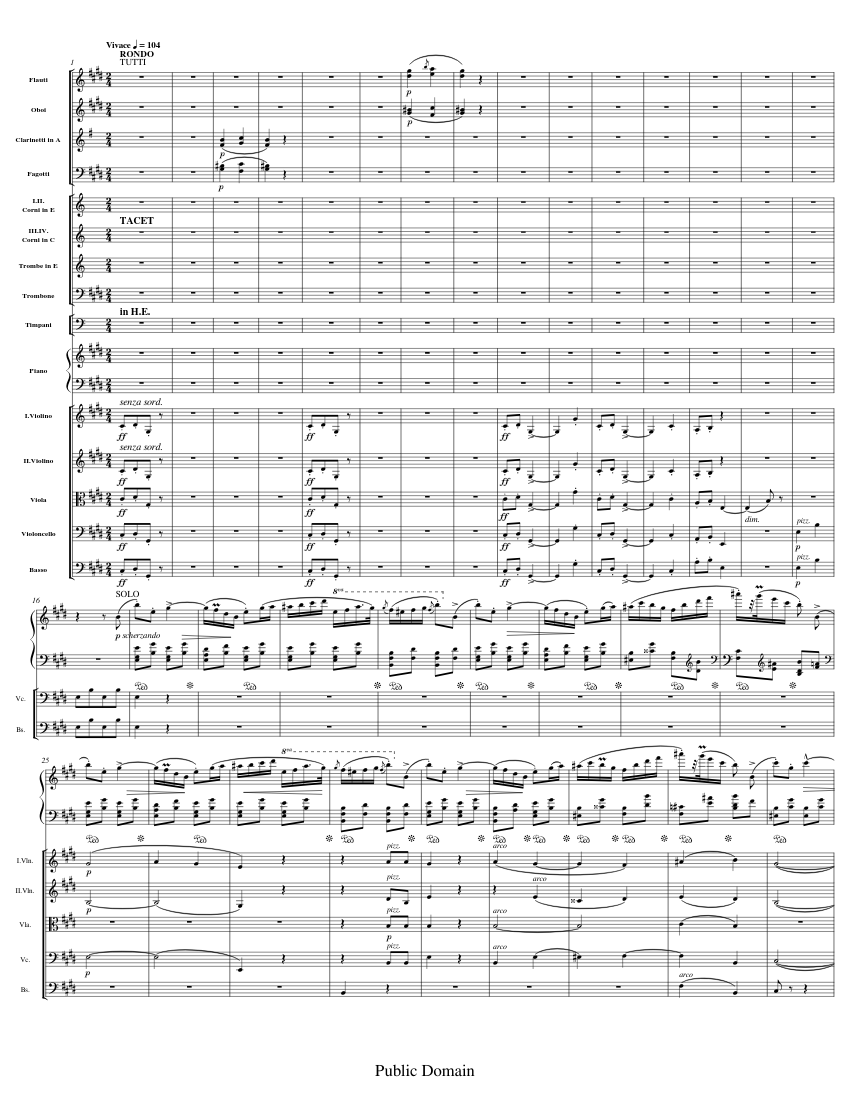 Chopin Piano Concerto No.1 in E Minor Op.11, III.Rondo Vivace Sheet ...
