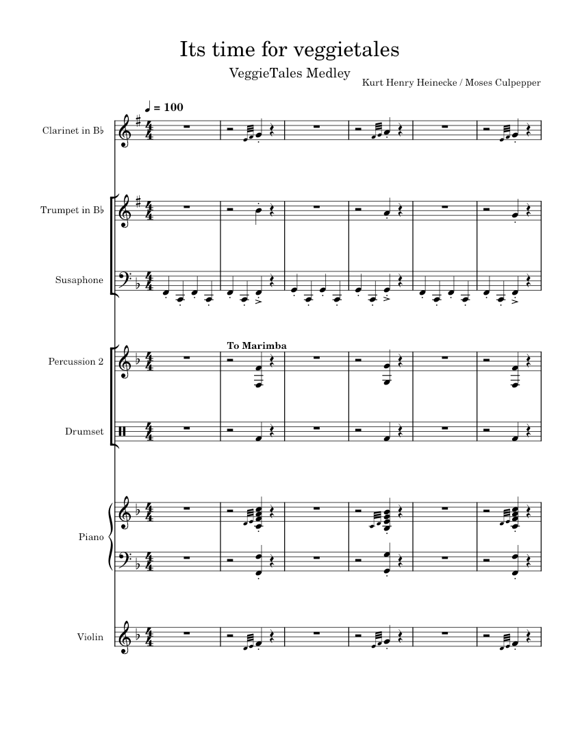 VeggieTales Theme Song – VeggieTales Sheet Music for Piano, Tuba ...