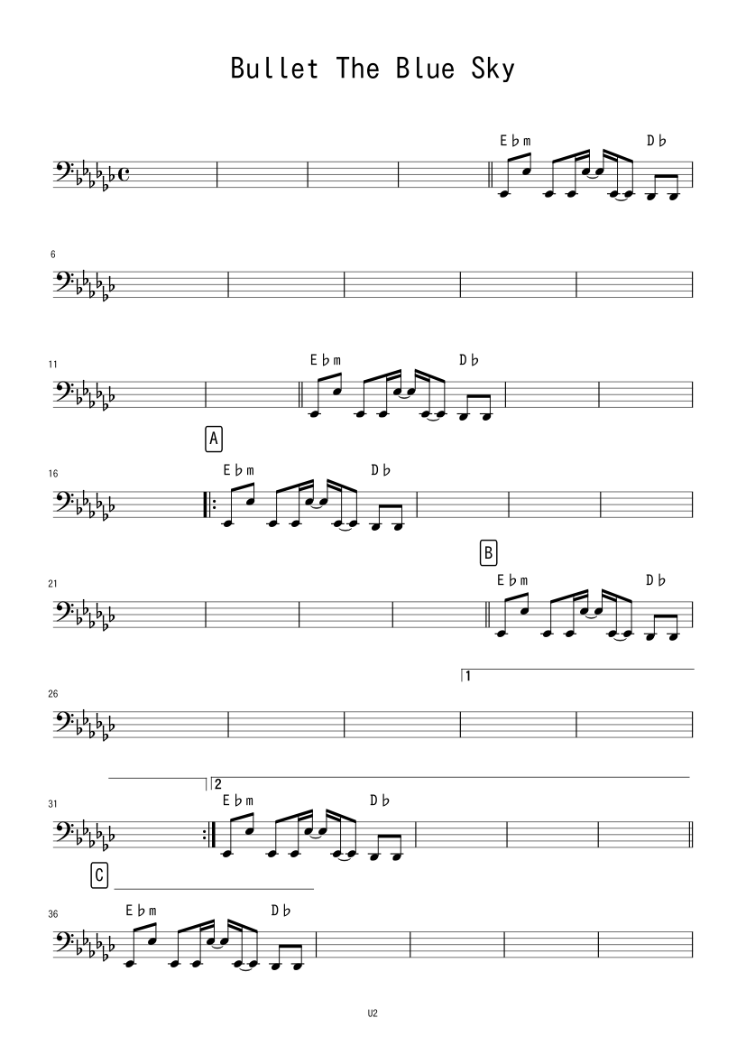 bullet the blue sky guitar tab