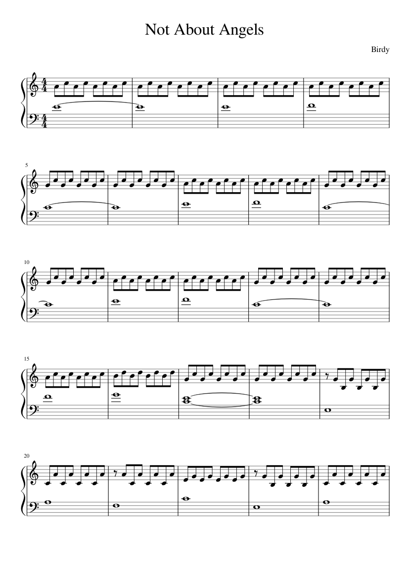 Not About Angels Sheet music for Piano (Solo) | Musescore.com