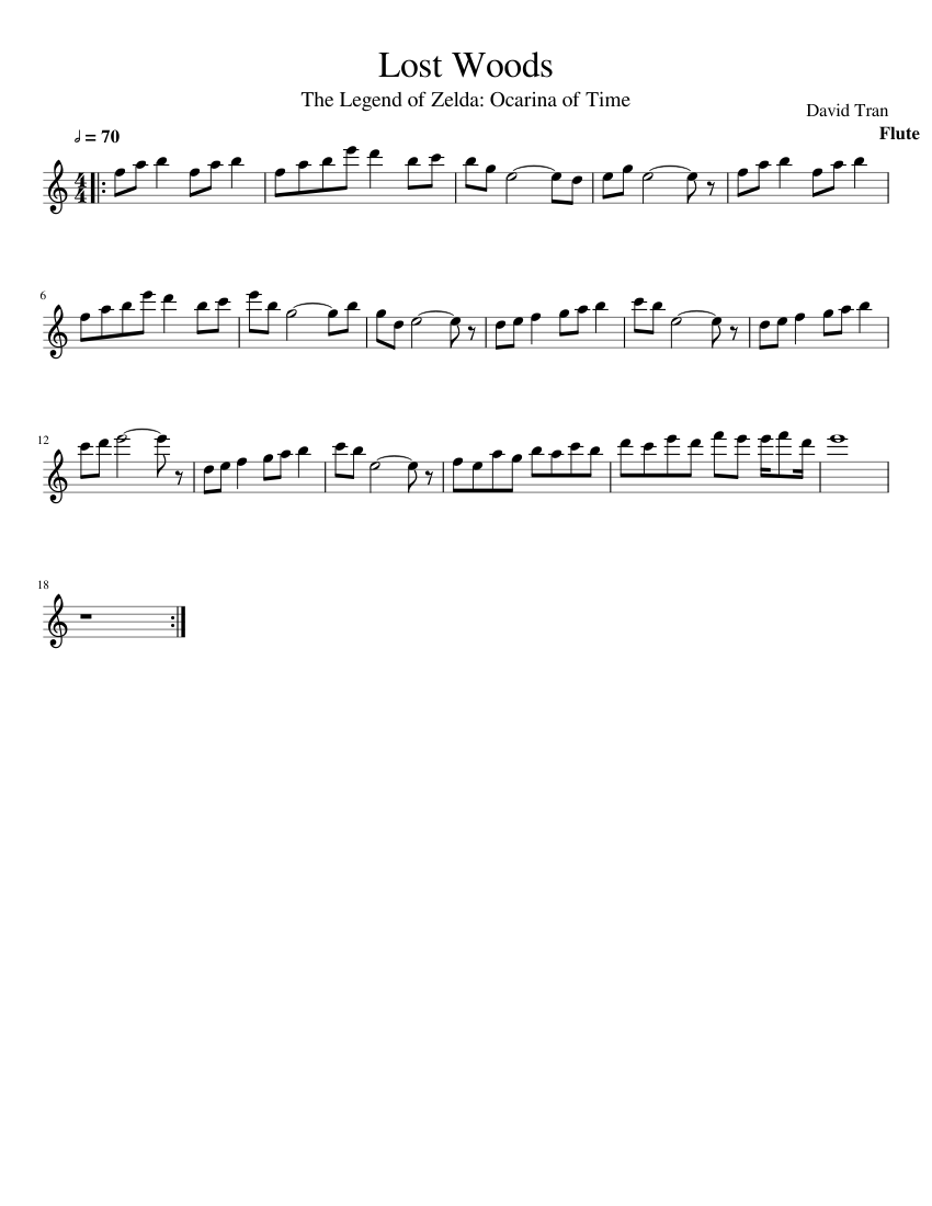 Lost Woods LoZ:OoT (Flute SOLO) Sheet music for Flute (Solo) | Musescore.com