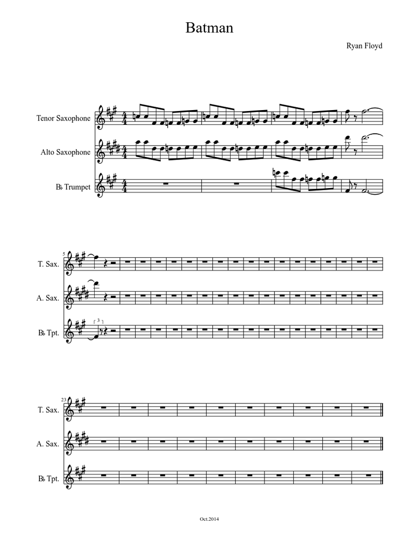 Batman Sheet Music For Trumpet Other Solo Musescore