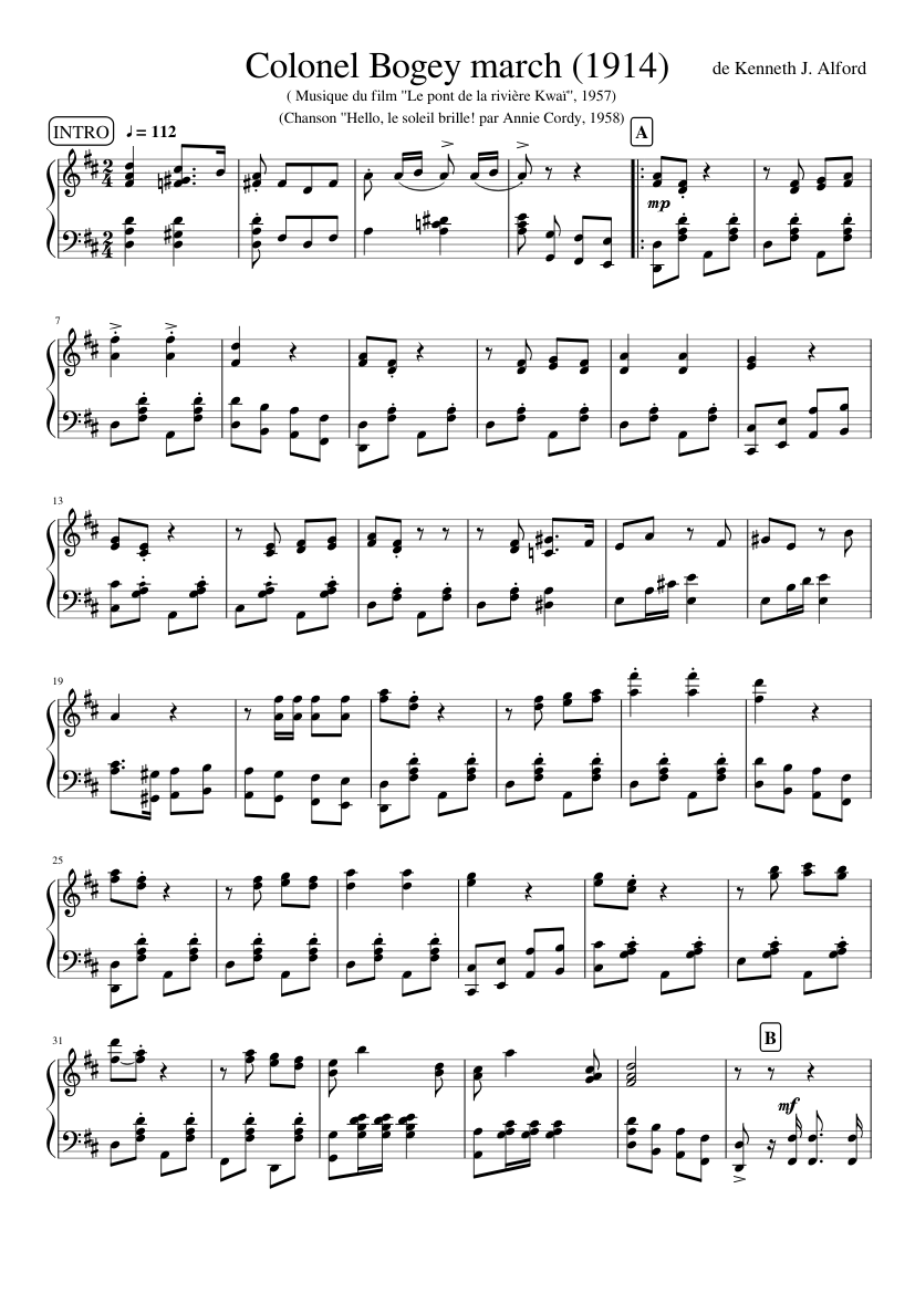 Colonel Bogey march, piano solo Sheet music for Piano (Solo) | Musescore.com