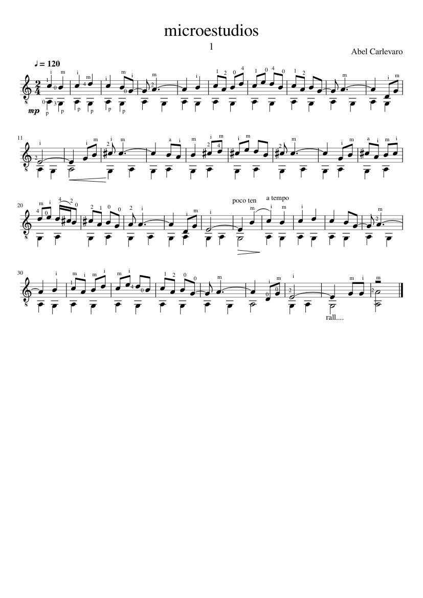 Microestudio n°1 Sheet music for Guitar (Solo) | Musescore.com