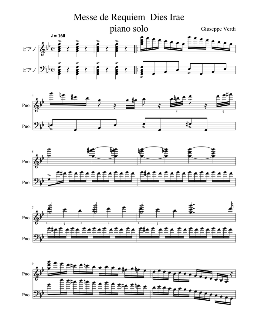 Messe de Requiem Dies Irae Giuseppe Verdi Sheet music for Piano (Piano Duo)  | Musescore.com