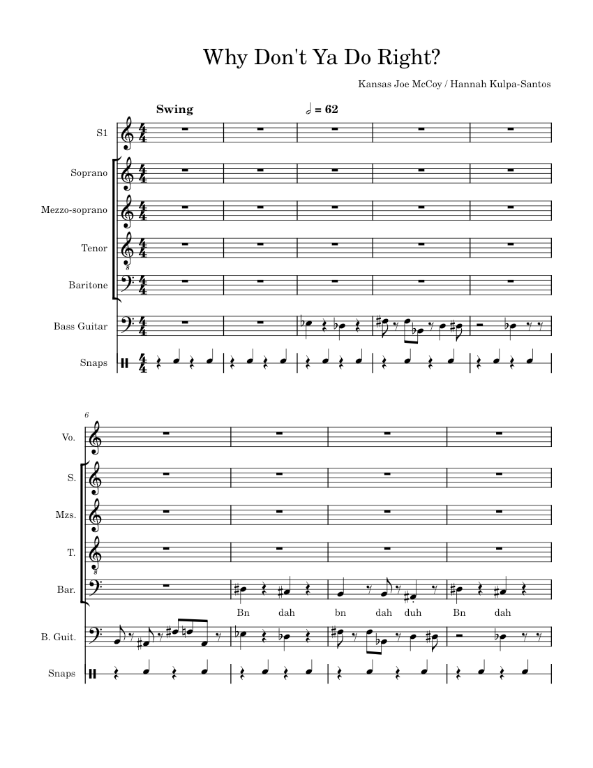 Why Dont You Do Right Joe McCoy WDYDR Sheet Music For Bass Guitar Why Dont You Do Right Joe McCoy WDYDR Sheet Music For Bass Guitar