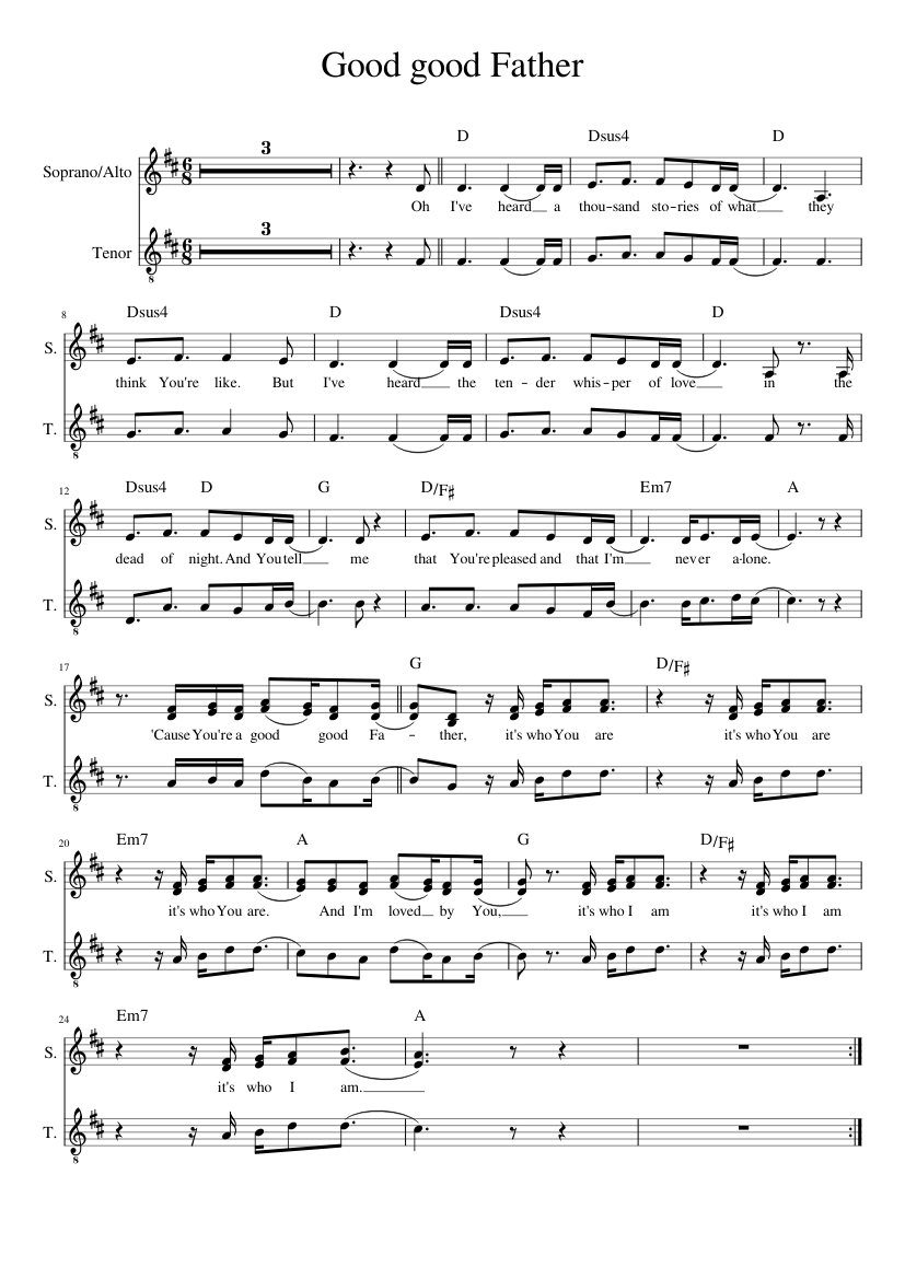 Good good Father Sheet music for Soprano, Tenor (Choral) | Musescore.com