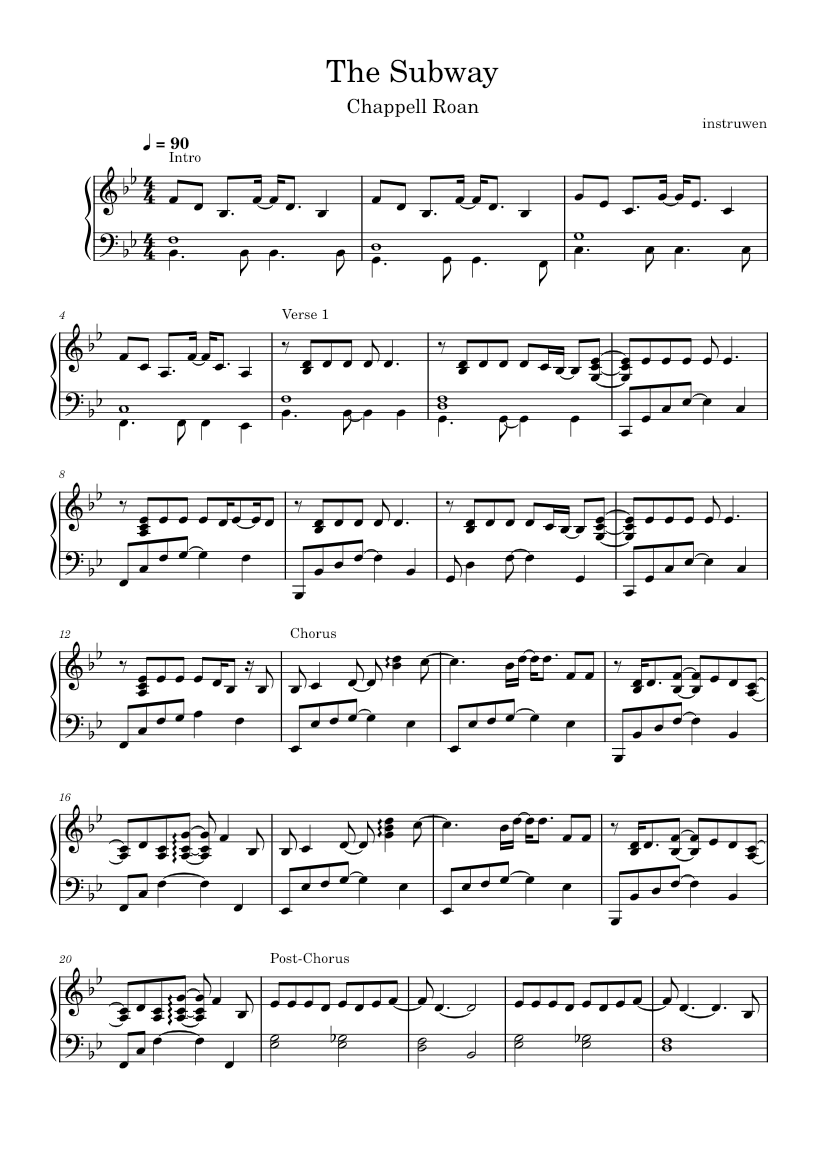 The Subway Chappell Roan Sheet Music For Piano Solo MuseScore The Subway Chappell Roan Sheet Music For Piano Solo MuseScore