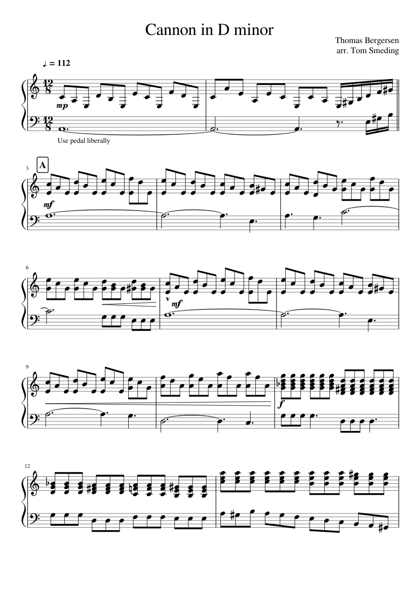 Cannon in D minor Sheet music for Piano (Solo) | Musescore.com