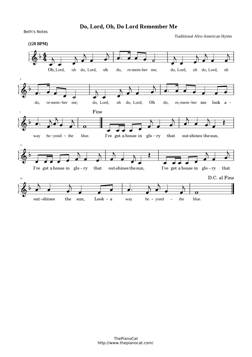 Do, Lord, Remember Me – Misc Praise Songs Sheet music for Piano (Solo ...