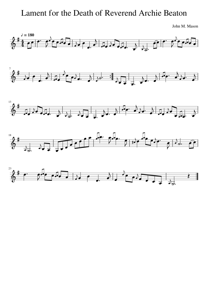 Lament for the Death of Reverend Archie Beaton