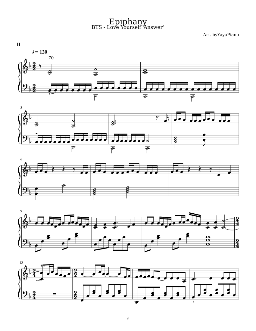 BTS - Epiphany (Love Yourself 'Answer') Sheet music for Piano (Solo) |  Musescore.com