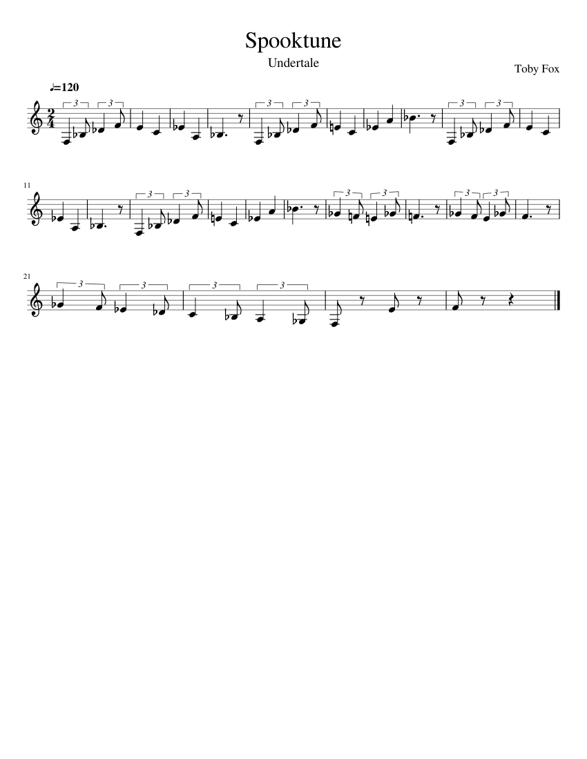 Spooktune - Undertale (Clarinet) Sheet music for Clarinet in b-flat (Solo) ...