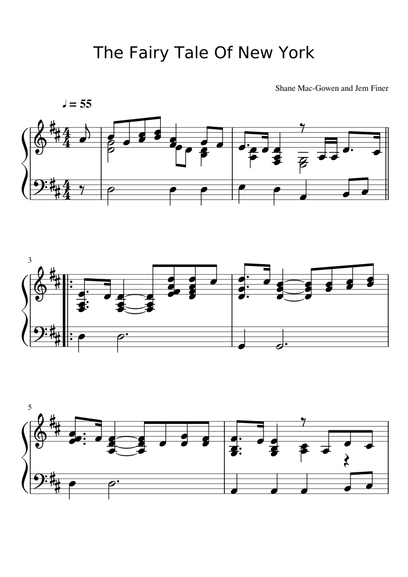 The Fairytale Of New York Sheet music for Piano (Solo) | Musescore.com