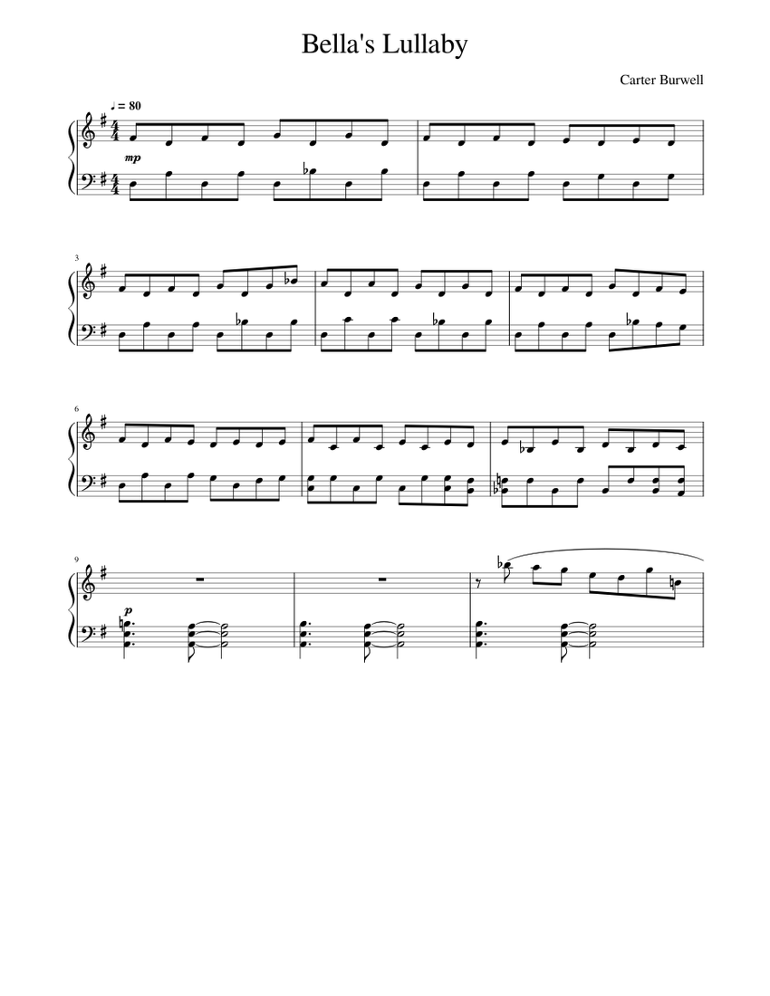 Bella´s Lullaby BEST VERSION Sheet music for Piano (Solo) | Musescore.com