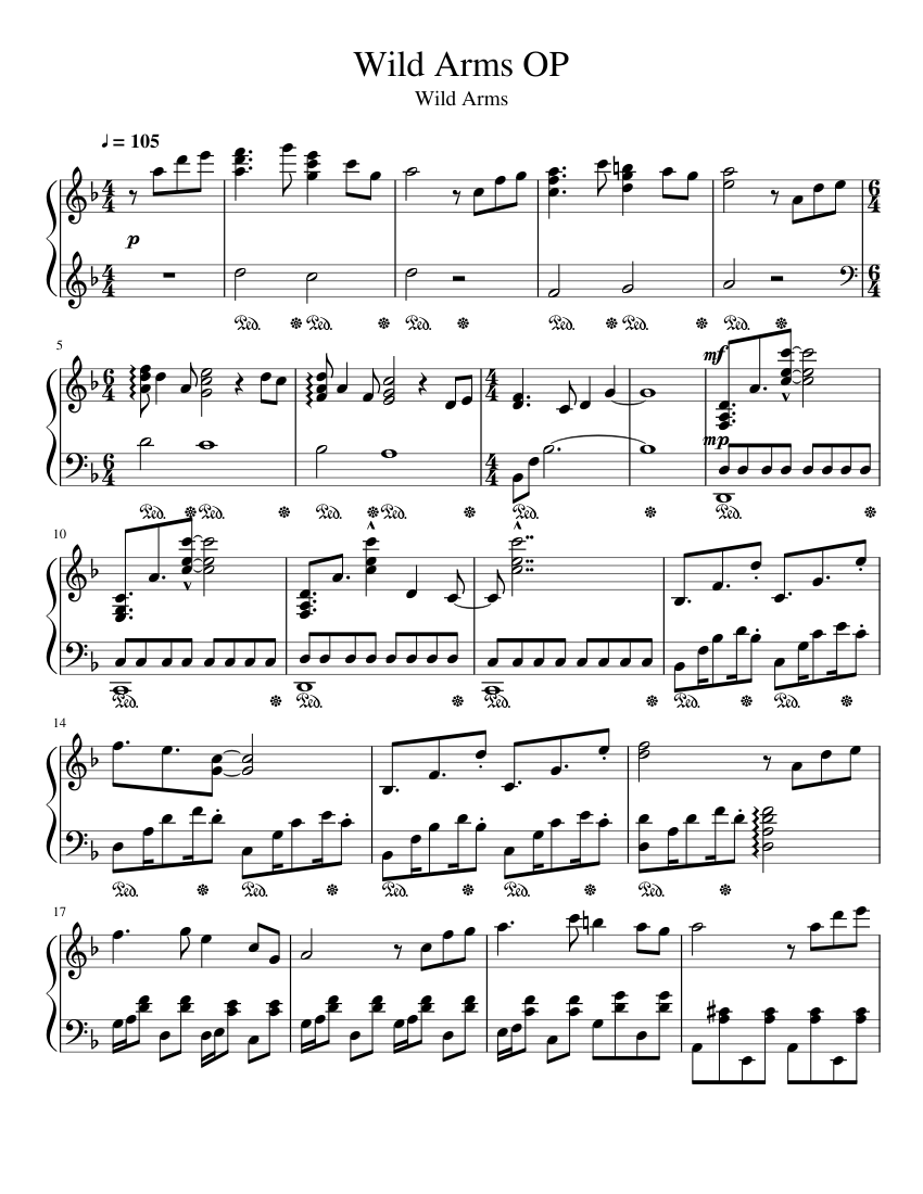 Wild Arms Opening - Into the Wilderness Sheet music for Piano (Solo) |  Musescore.com