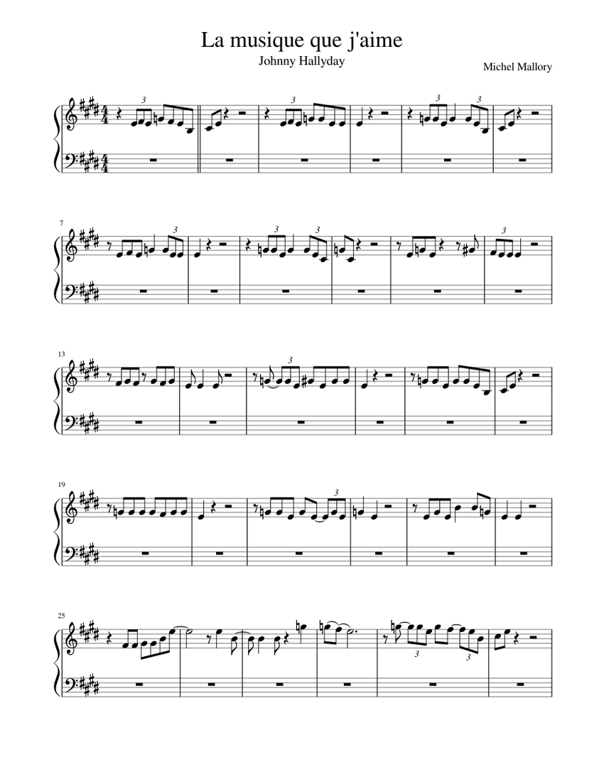 La musique que j'aime Sheet music for Piano (Solo) | Musescore.com