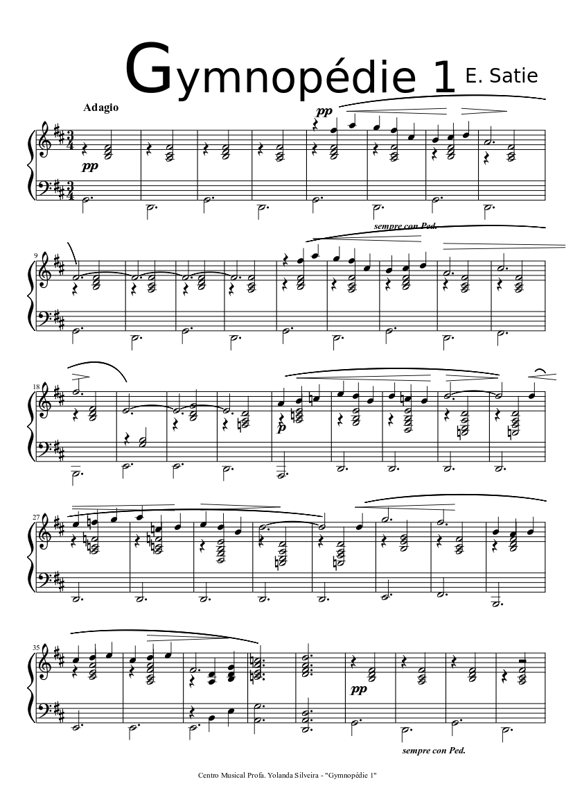 Gymnopédie 1 Sheet music for Piano (Solo) | Musescore.com