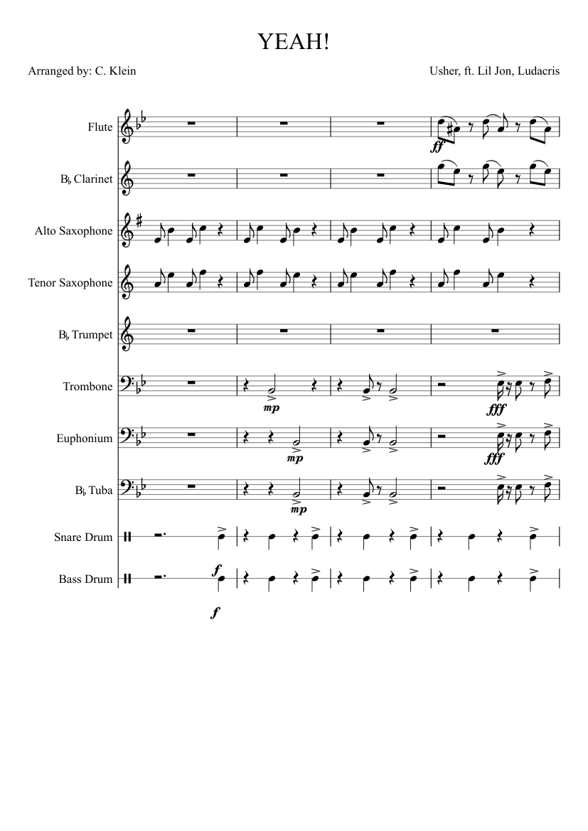 Yeah Sheet Music For Trombone Flute Mixed Duet Musescore Com