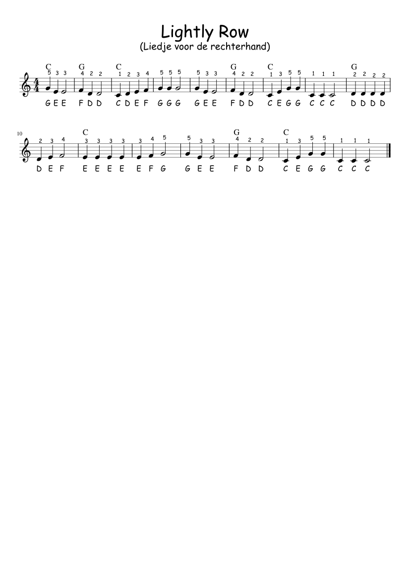 Lightly Row (Liedje voor de rechterhand) Sheet music for Piano (Solo ...