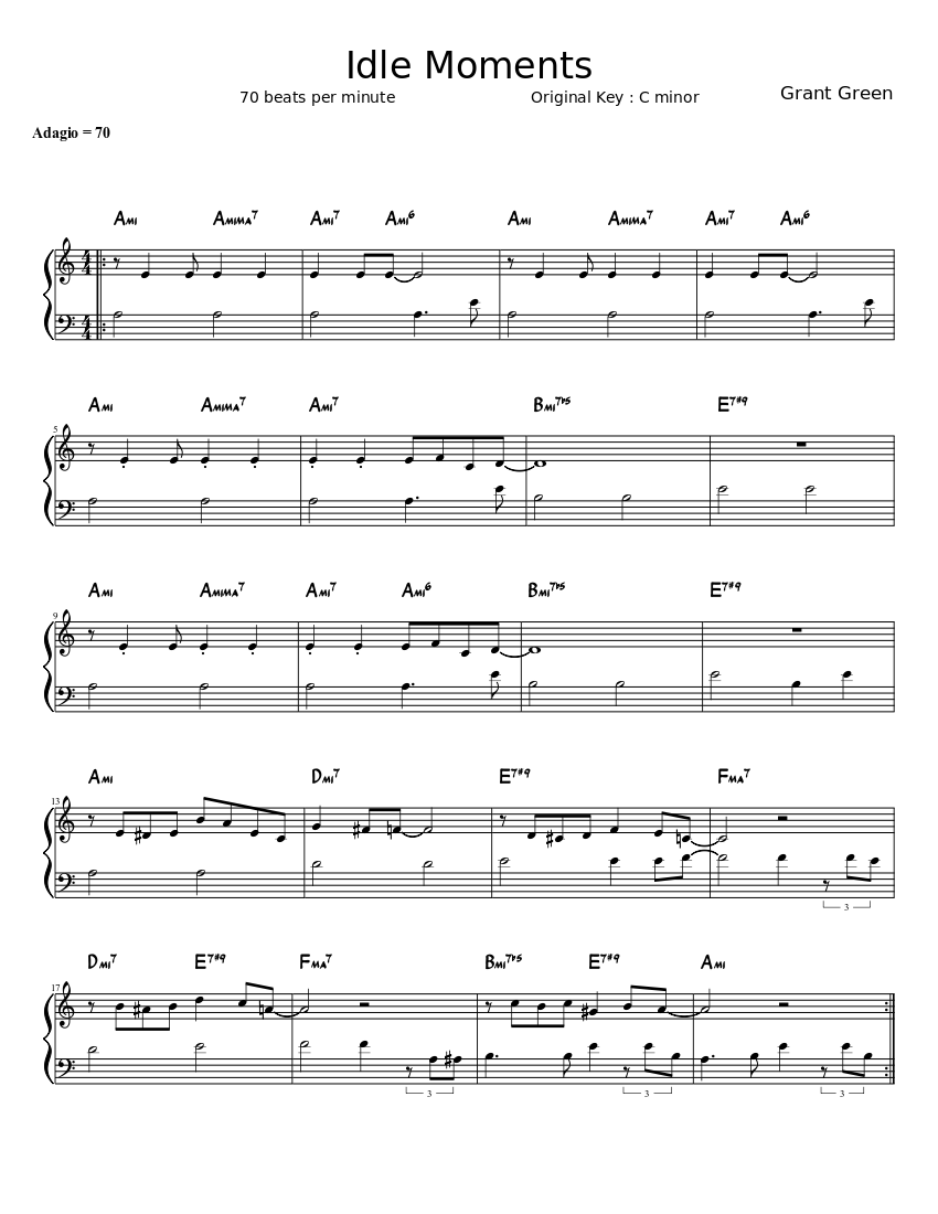 Idle Moments Sheet music for Piano (Solo) Easy | Musescore.com