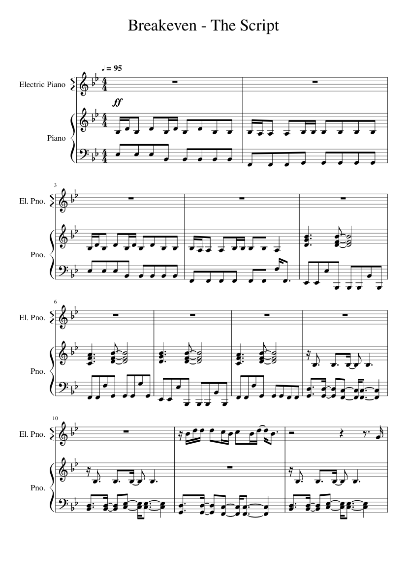 Breakeven - The Script Sheet music for Piano (Piano Duo) | Musescore.com