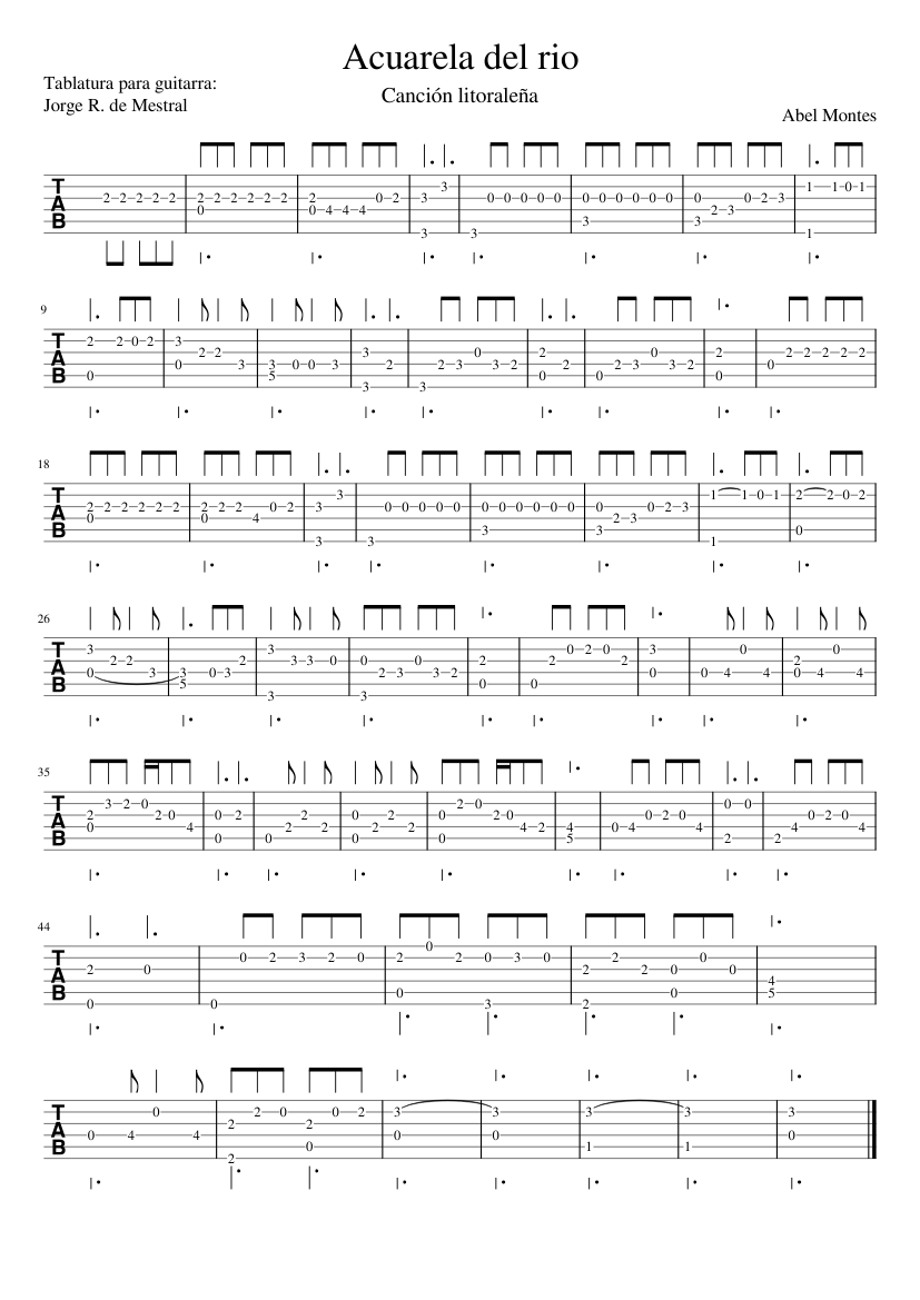 Acuarela del rio Abel Montes Sheet music for Guitar (Solo) | Musescore.com