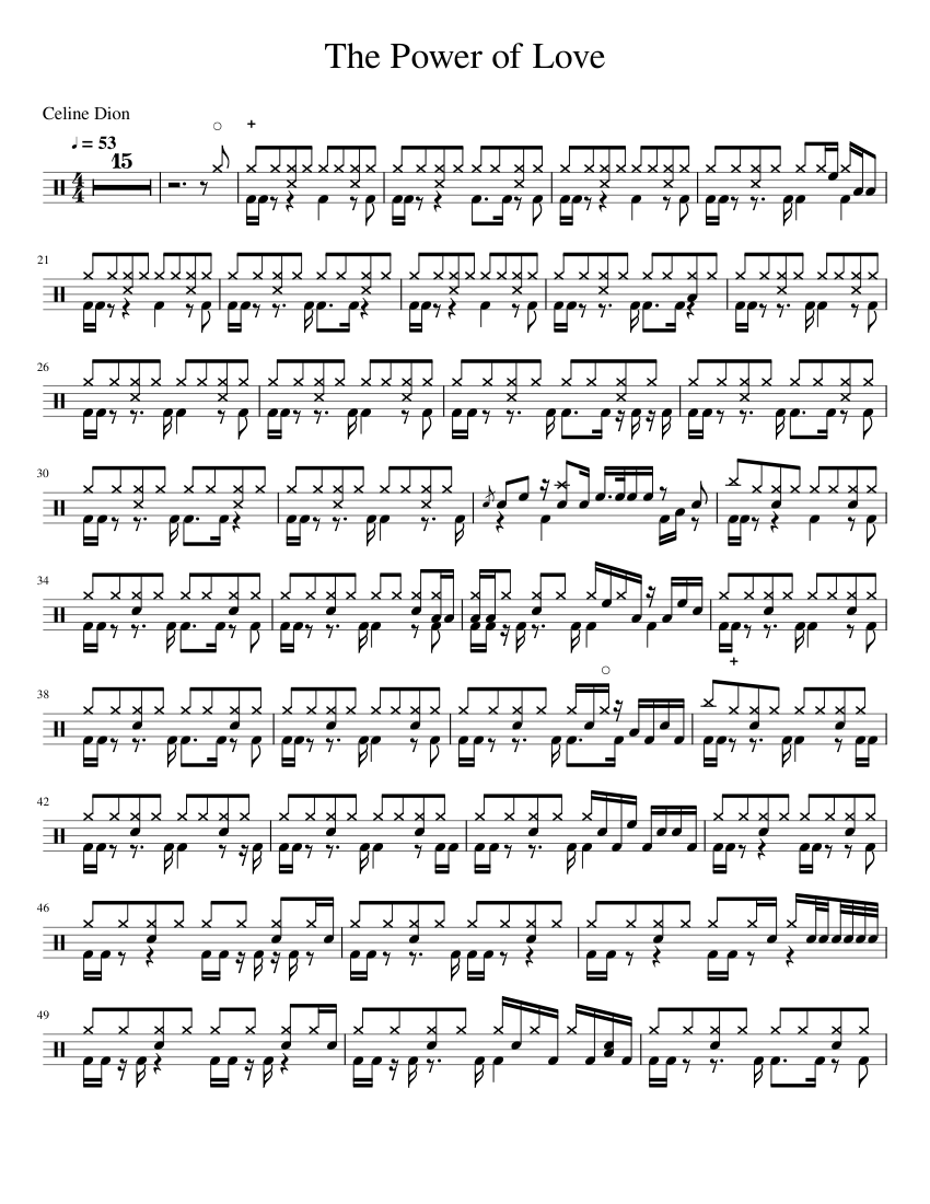 The Power of Love Celine Dion Drum Cover Sheet music for Drum group (Solo)  | Musescore.com