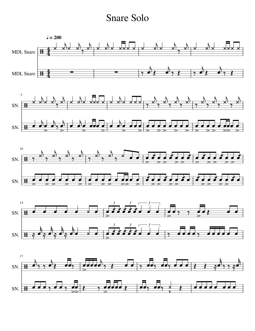 Snare Duet Sheet Music For Snare Drum (Percussion Duet) | Musescore.com