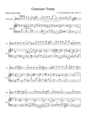 Free Chanson Triste by Pyotr Ilyich Tchaikovsky sheet music