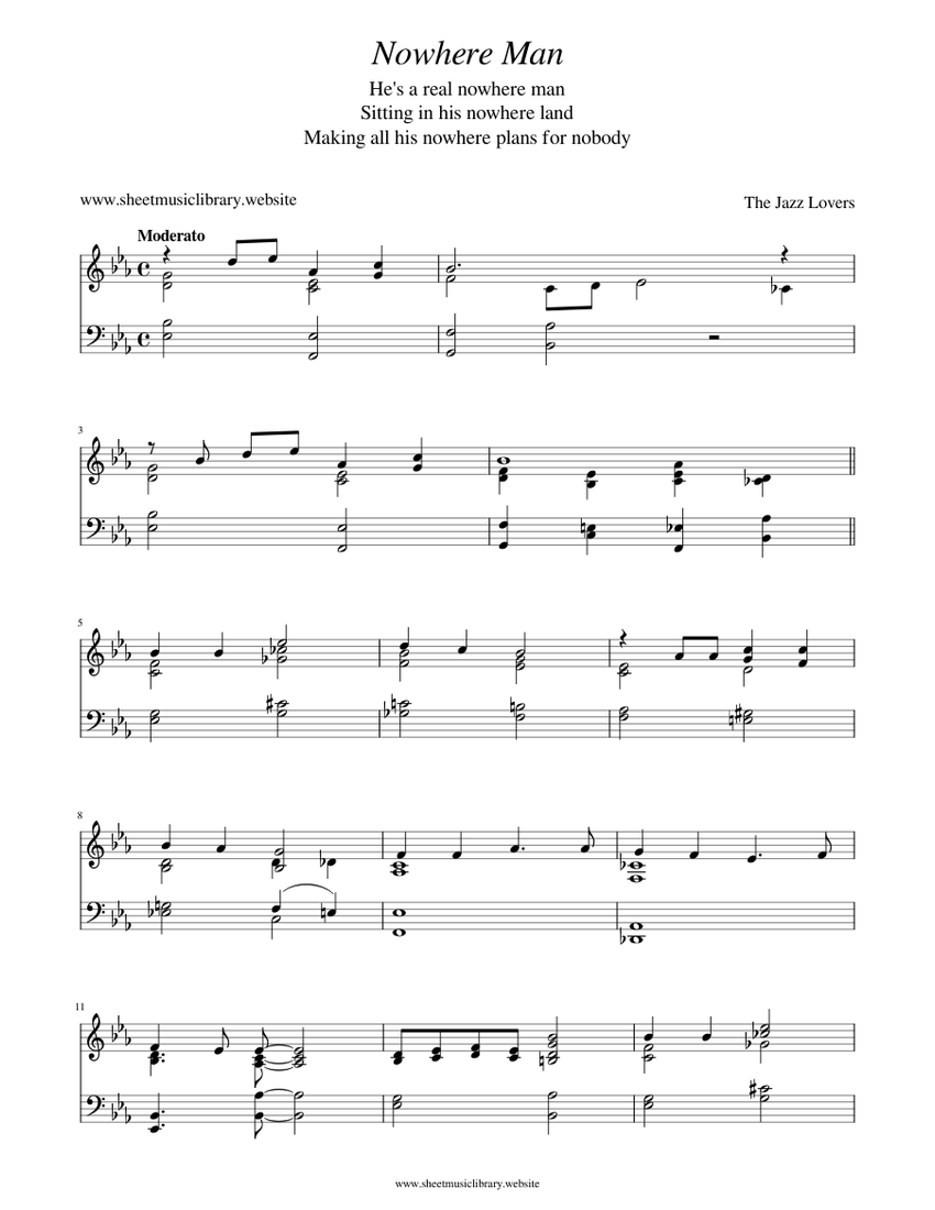 Nowhere Man Sheet music for Piano (Solo) | Musescore.com