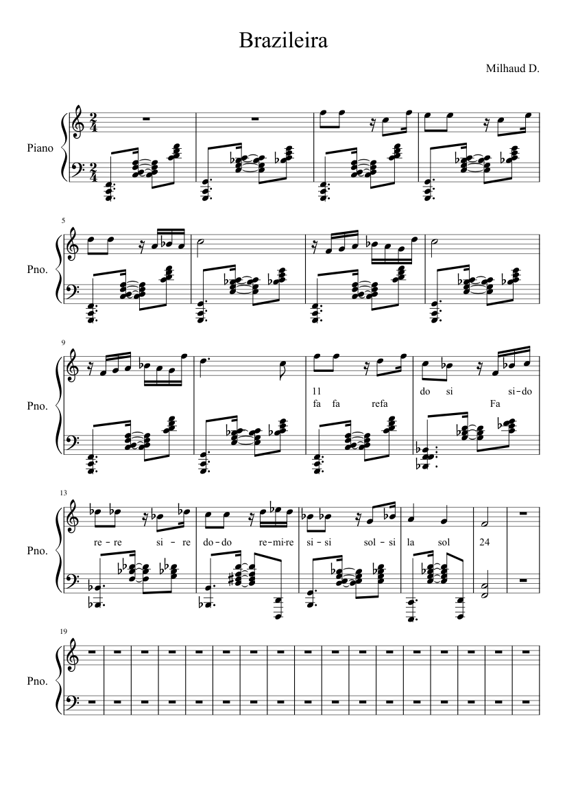 III. Brazileira Milhaud D. (PIANO 1 ONLY)